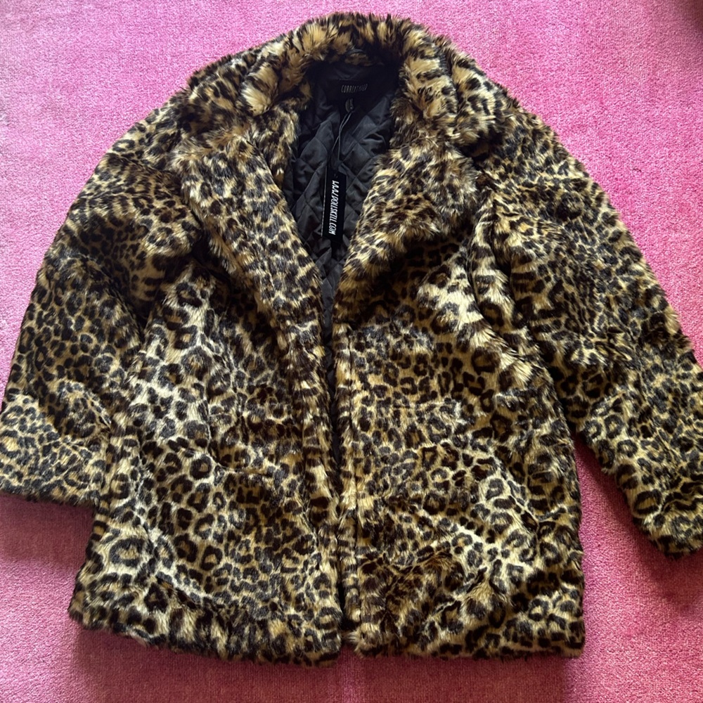 Current Mood Leopard Faux Fur Jacket